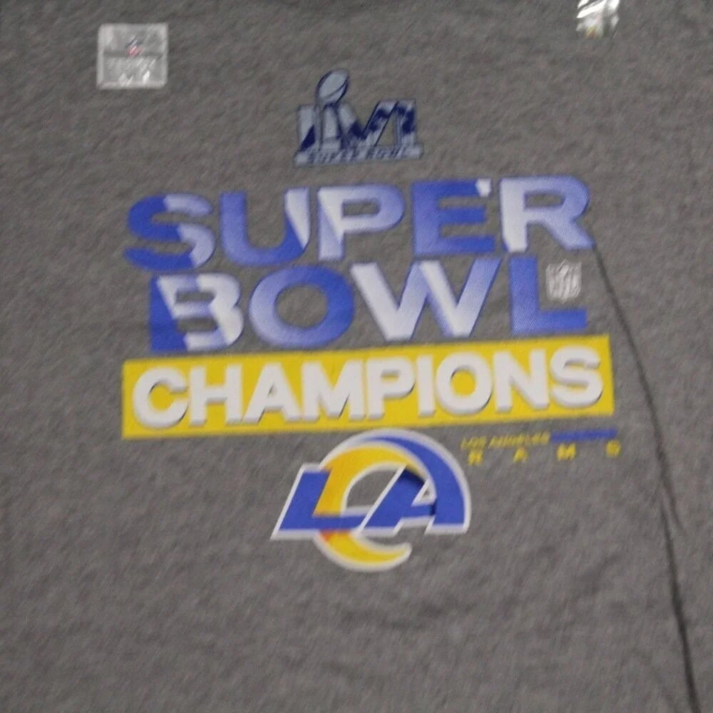 The Nike Tee Men Gray Tee Shirt Super Bowl Champions Los Angeles Ram Size XXL